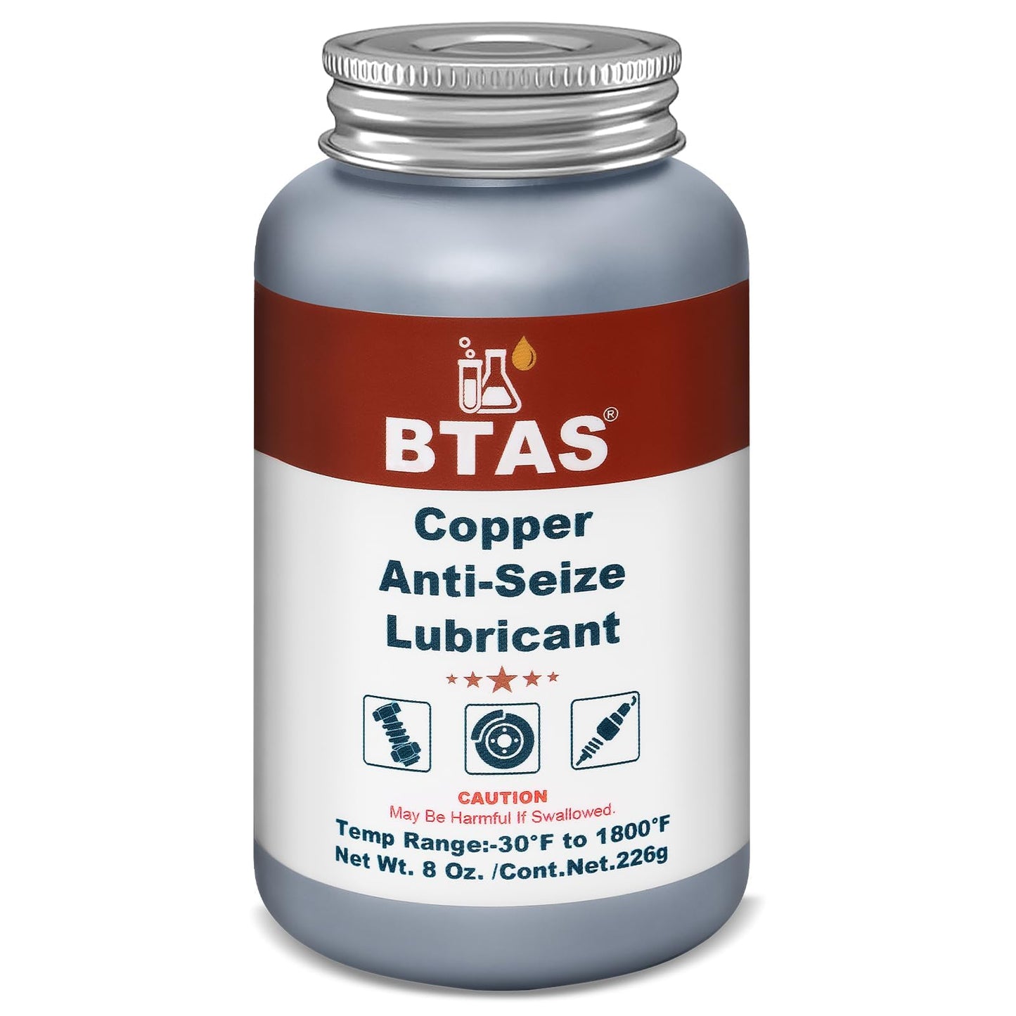 BTAS Copper Anti Seize Grease Lubricant High Temp Never Antiseize Compound for Spark Plug Bolts 8 oz
