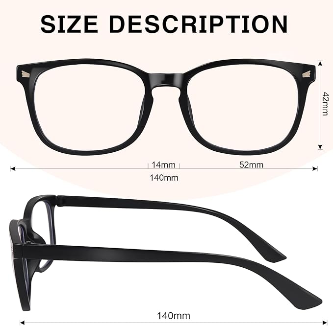 Blue Light Glasses for Woman Men | 99% Blue Light Blocking Glasses | Computer Glassess | Gaming | TV Phone Screen Reader Square Frame | Anti Eyestrain & UV Glare,1 Pack