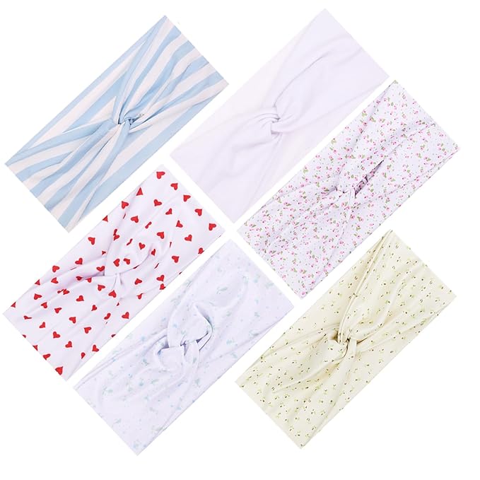 Kachanaa 6 Pcs Headbands for Women No-Slip Stretchy Boho Hair Bands Soft Cross Elastic Yoga Workout Running Thick Headbands for Women's Hair Accessories