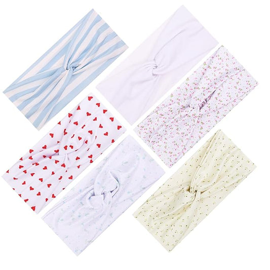 Kachanaa 6 Pcs Headbands for Women No-Slip Stretchy Boho Hair Bands Soft Cross Elastic Yoga Workout Running Thick Headbands for Women's Hair Accessories