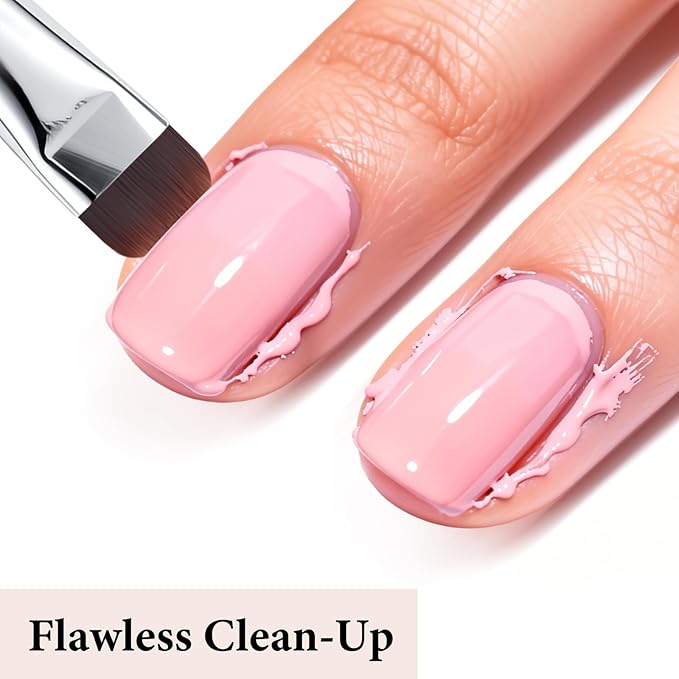 Nail Art Brush,2-in-1 French Tip and Cuticle Cleanup Brush for Gel Polish,Professional Nail Tool with Wooden Handle（French F18）