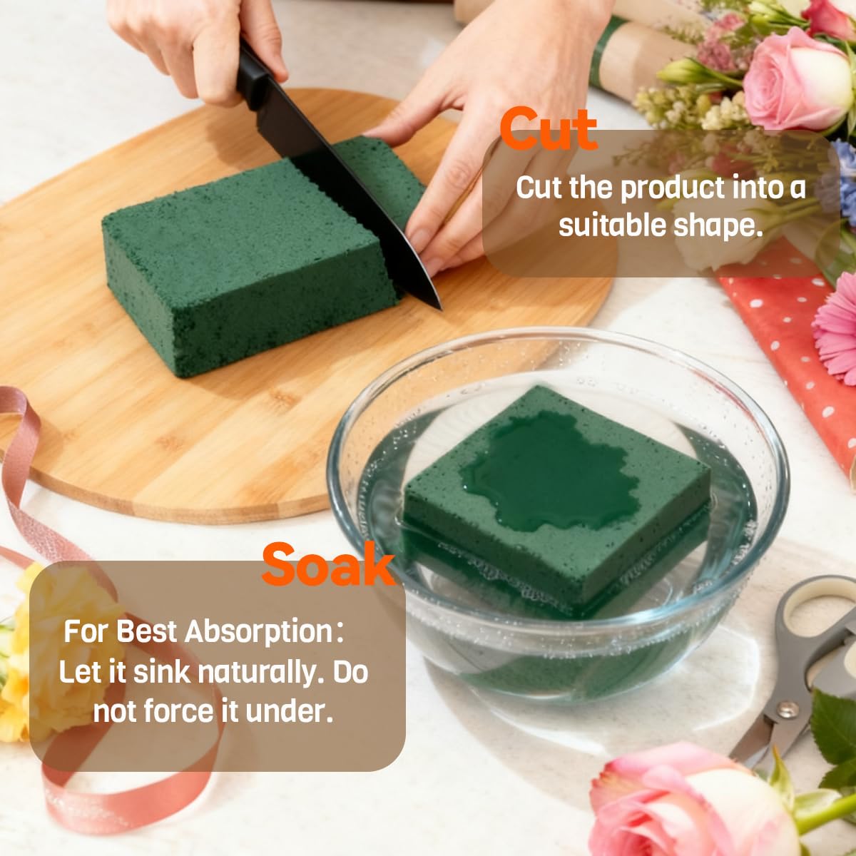 Pack of 12 Floral Foam Blocks, 8.9"x4.1"x2.7" Dry and Wet Flower Foam for Fresh and Artificial Flowers, Florist Styrofoam Flower Arrangements Supplies, Decorations for Wedding, Birthdays and Garden