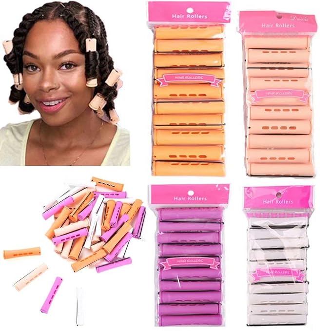 40pcs Perm Rods Set for Natural Hair 4 Sizes Cold Wave Rods Hair Rollers for Women Curling Rods for Long Medium Small Hair Curler Styling DIY Hairdressing ToolsÃ¯Â¼ÂOrange+Beige+Purple+whiteÃ¯Â¼Â
