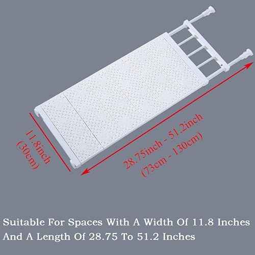 Adjustable Closet Organizer Storage Shelf for Cabinet Kitchen Rack Space Saving Wardrobe Closet Shelves Cabinet Holders (Width 11.8 inch, Length 28.75-51.2 inch)