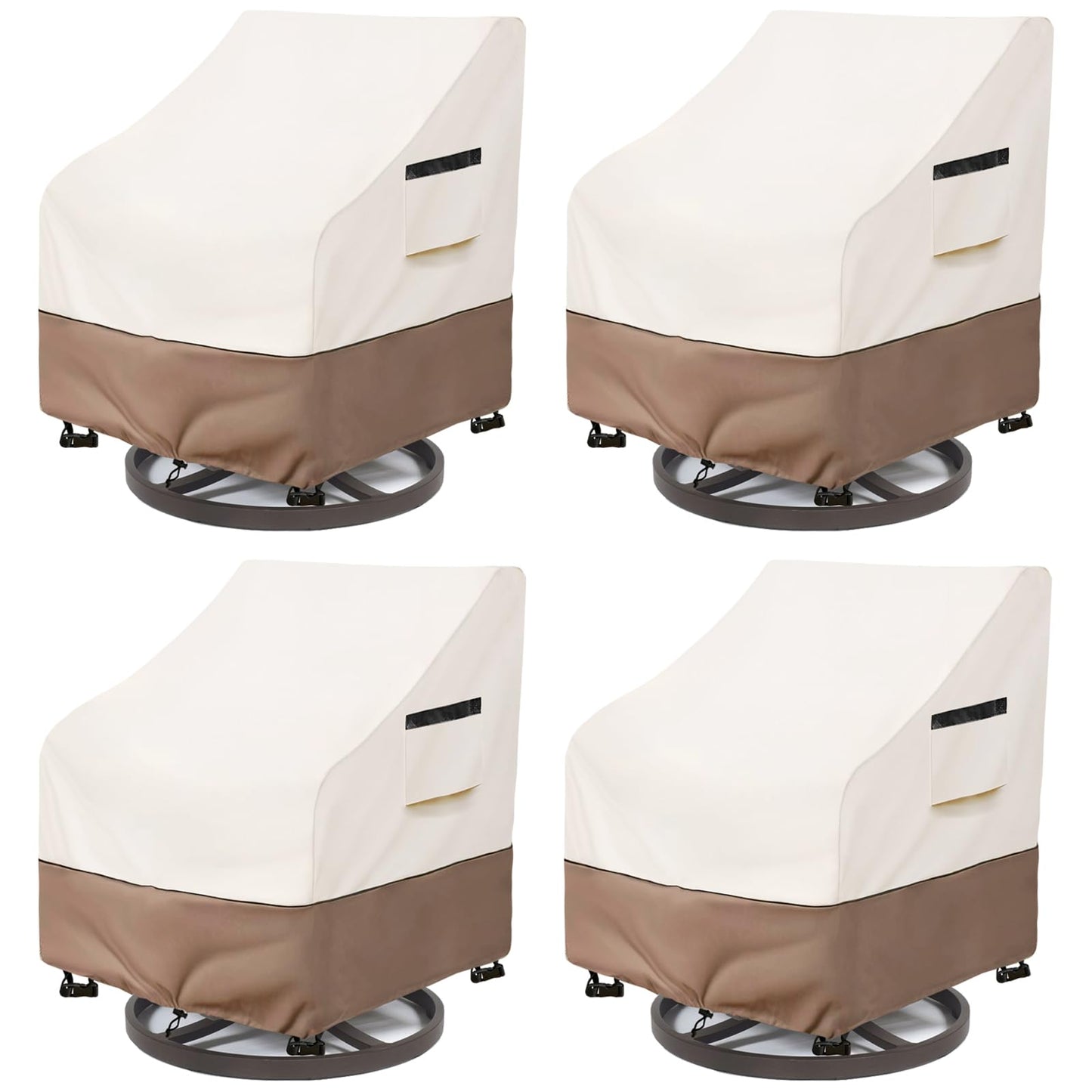 SoloToo Patio Chair Covers Waterproof Heavy Duty Patio Furniture Covers, 27.5W x 32.6D x 36H Inches Swivel Outdoor Chair Cover 4 Pack (Beige)