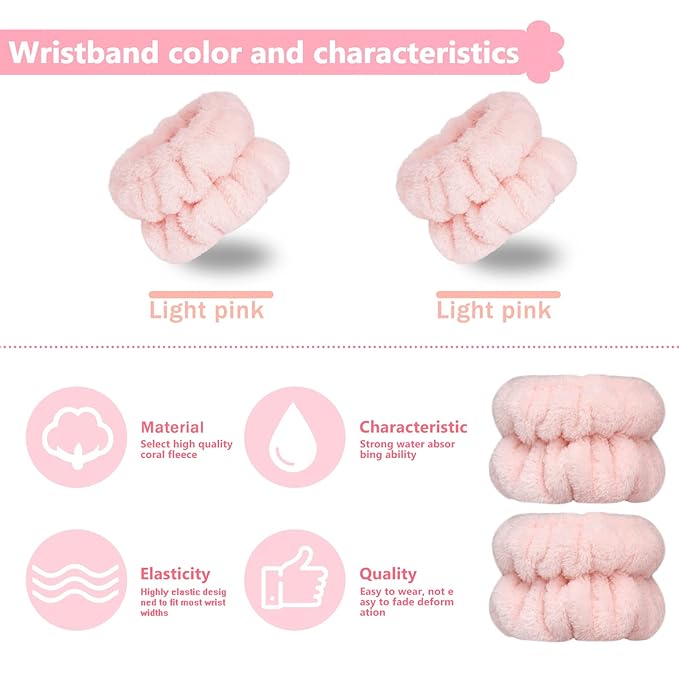 2pcs Wrist Bands for Washing Face, Microfiber Face Washing Wristbands, Arm Wrist Towels, Spa Face Wash Wristbands, Stretchy Absorbent Wash Band for Woman Children