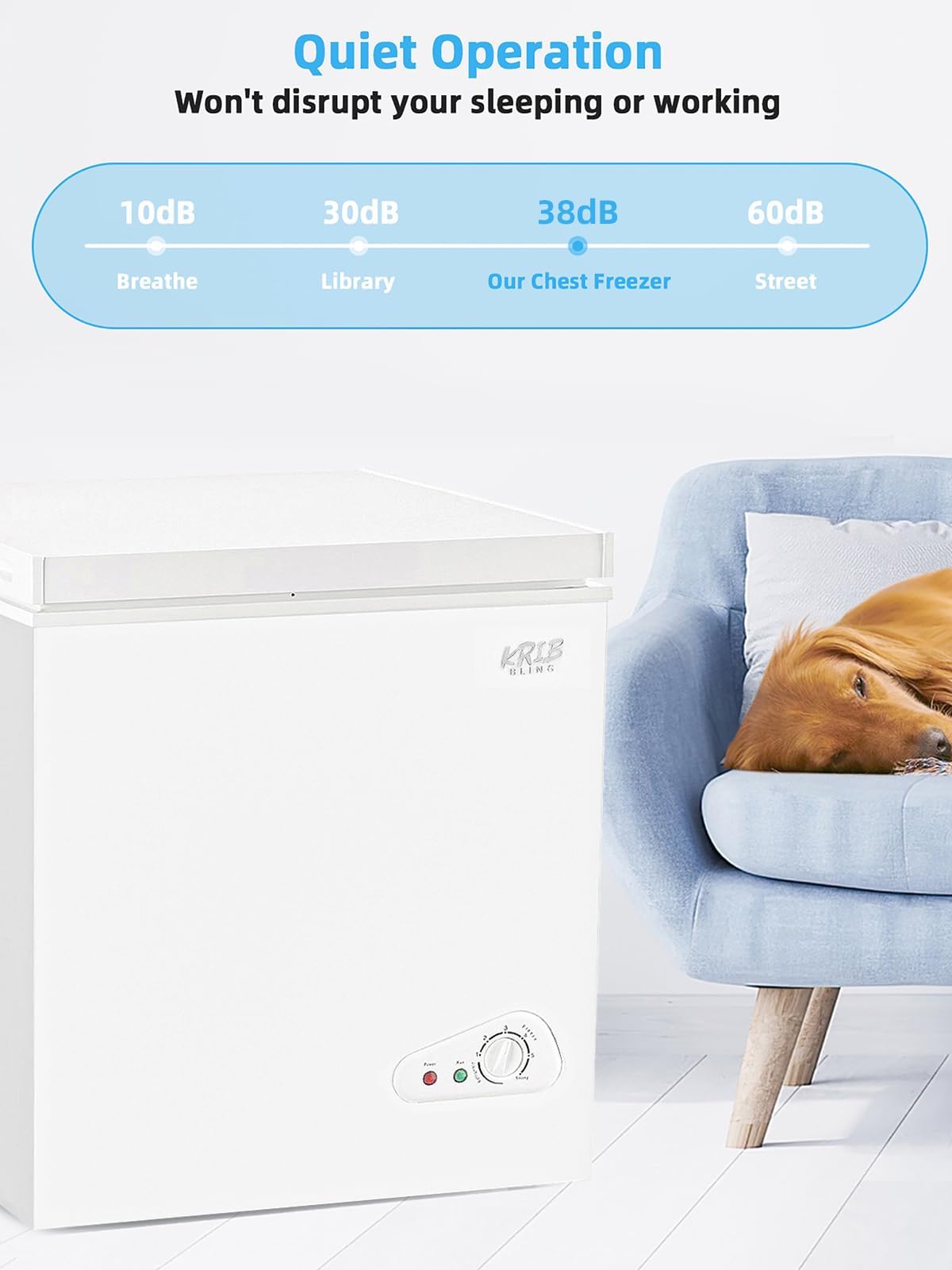 Chest Freezer 5.0 cu.ft Mini Adjustable 7 Thermostat Compact Deep Freezer Top Door Low Noise with Removable Basket Black