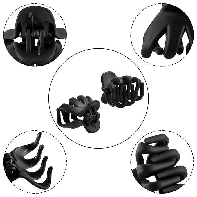 YOHAMA 10 pcs Black Hair Clips Medium Small 1.57 in Octopus Hair Clips 4cm Medium Jaw Clips Durable Strong Grip for Women Girls Thick Hair.