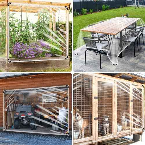 Clear Tarps Heavy Duty Waterproof 8x10 Ft, 14Mil PVC Transparent Vinyl Tarpaulin for Home, Clear Tarps with Grommets for Patio, Outdoor Porches, Pavilion Rain Shield, Winter Rainproof Canopy Fabric