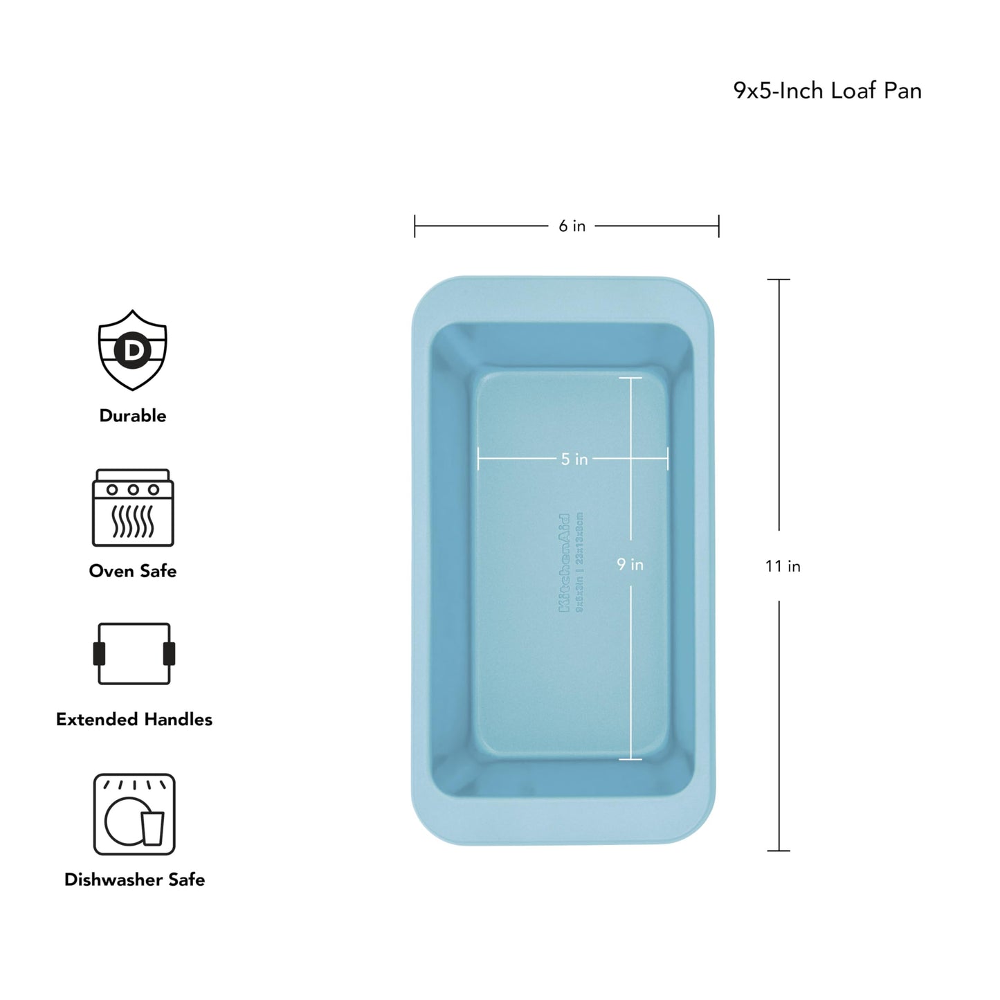 KitchenAid Nonstick Swiss Engineered Aluminized Steel Loaf Pan, Dishwasher Safe, 9 x 5 Inch, Mineral Water
