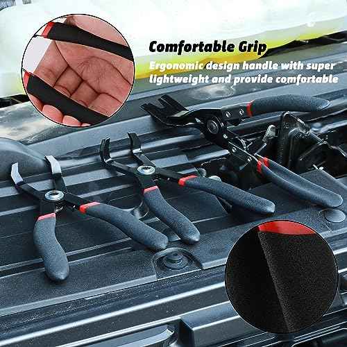 AIRTOON 3-Piece Push Pin Removal Tool Set, Panel Clip Pliers, 30 & 80 Push Pin Pliers, Easily Removes Plastic Fasteners, Rivets and Car Door Panel Trim Clip