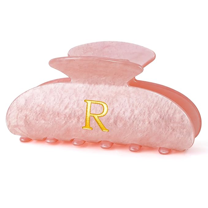 Retirement Gifts for Teacher Cute Hair Clips Initial Claw | Teacher Appreciation Gifts,Birthday Gifts | Gifts for Women - Pink,R