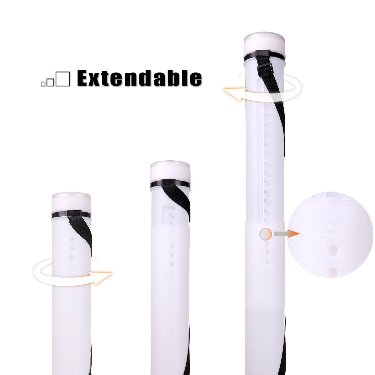 TRANSON Durable Poster Storage Tube with Straps 24"-40" Extendable for Blueprints, Artwork, Maps, Posters Color White