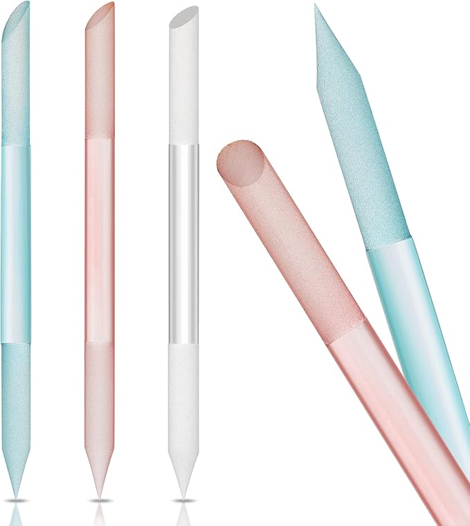 3 Pieces Glass Cuticle Pusher Cuticle Remover Glass Nail File Dual Ended Manicure Pedicure Tools for Nails Care(Pink, Blue, Transparent)