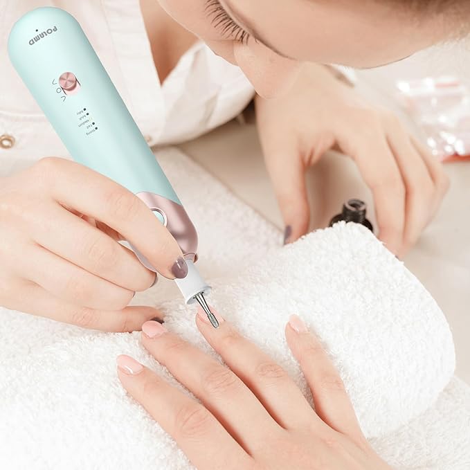 Professional Manicure Pedicure Kit, Electric Nail File Set, Cordless Electric Nail Drill Machine, 5 Speeds Hand Foot Care Tool for Nail Grind Trim Polish (Blue)