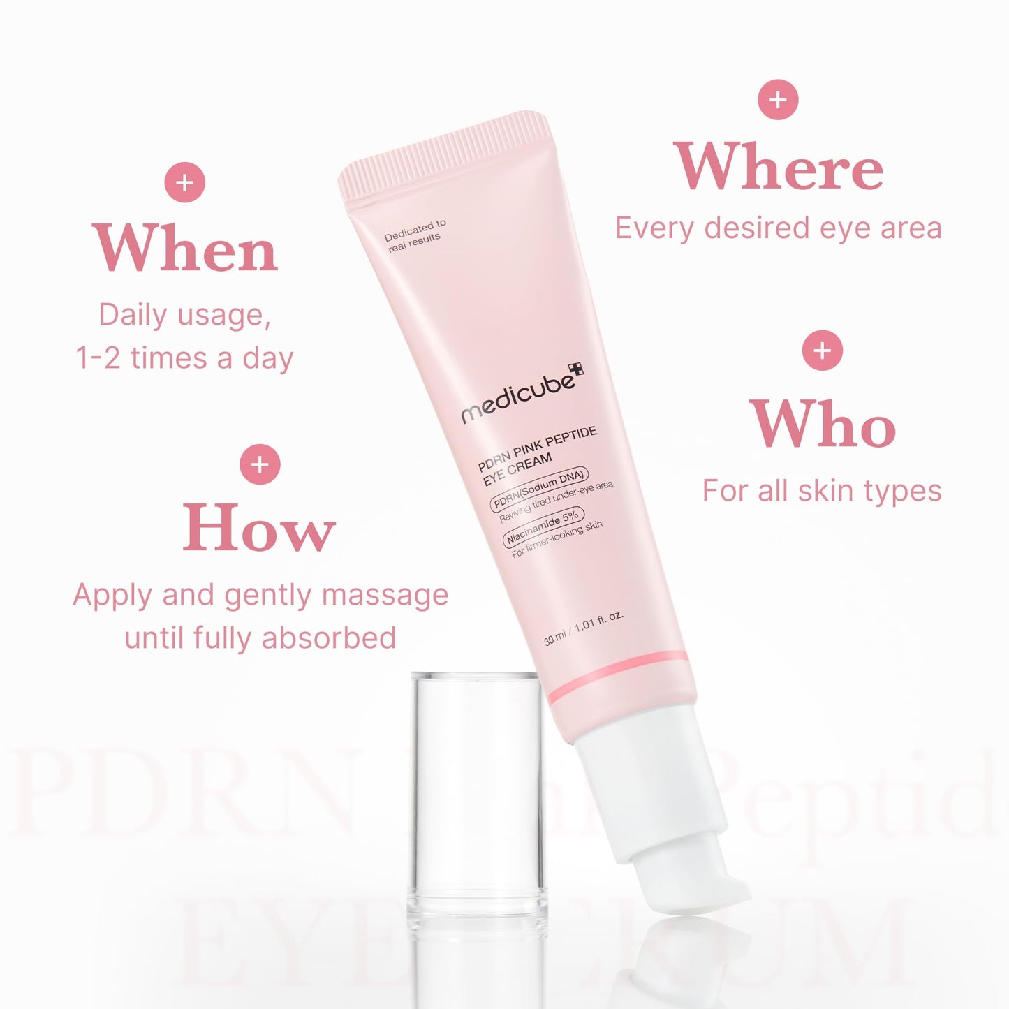 medicube Eye Serum with Salmon DNA PDRN & Pink Peptides | 99% Purity Retinol for Fine Lines | PDRN & Niacinamide for Uneven Skin Tone | Korean Skincare, 1.01 fl.oz