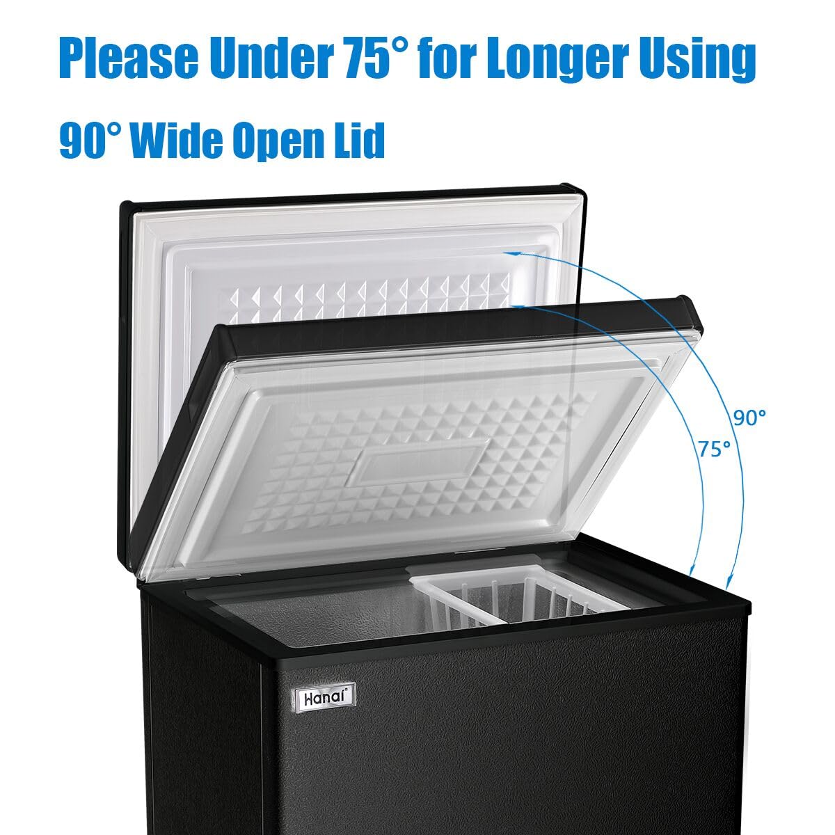 Chest Freezer Small Deep Freezer WANAI 3.5 Cu.Ft Mini Freezer Black Free-Standing Top Door Freezer Adjustable 7 Thermostat and Removable Basket Open Deep Freezer Apartment Kitchen, Black