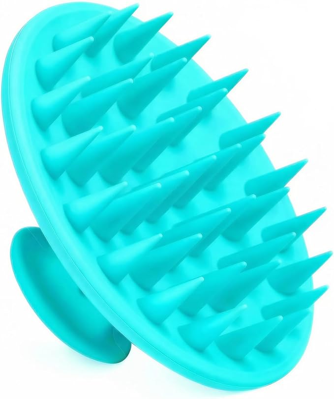 Silicone Scalp Massager Shampoo Brush, Scalp Brush for Hair Growth & Dandruff Removal, Hair Scrubber Scalp Stimulator Exfoliator Brush with Soft Bristles for Wet Dry Scalp Care (Lake Blue)
