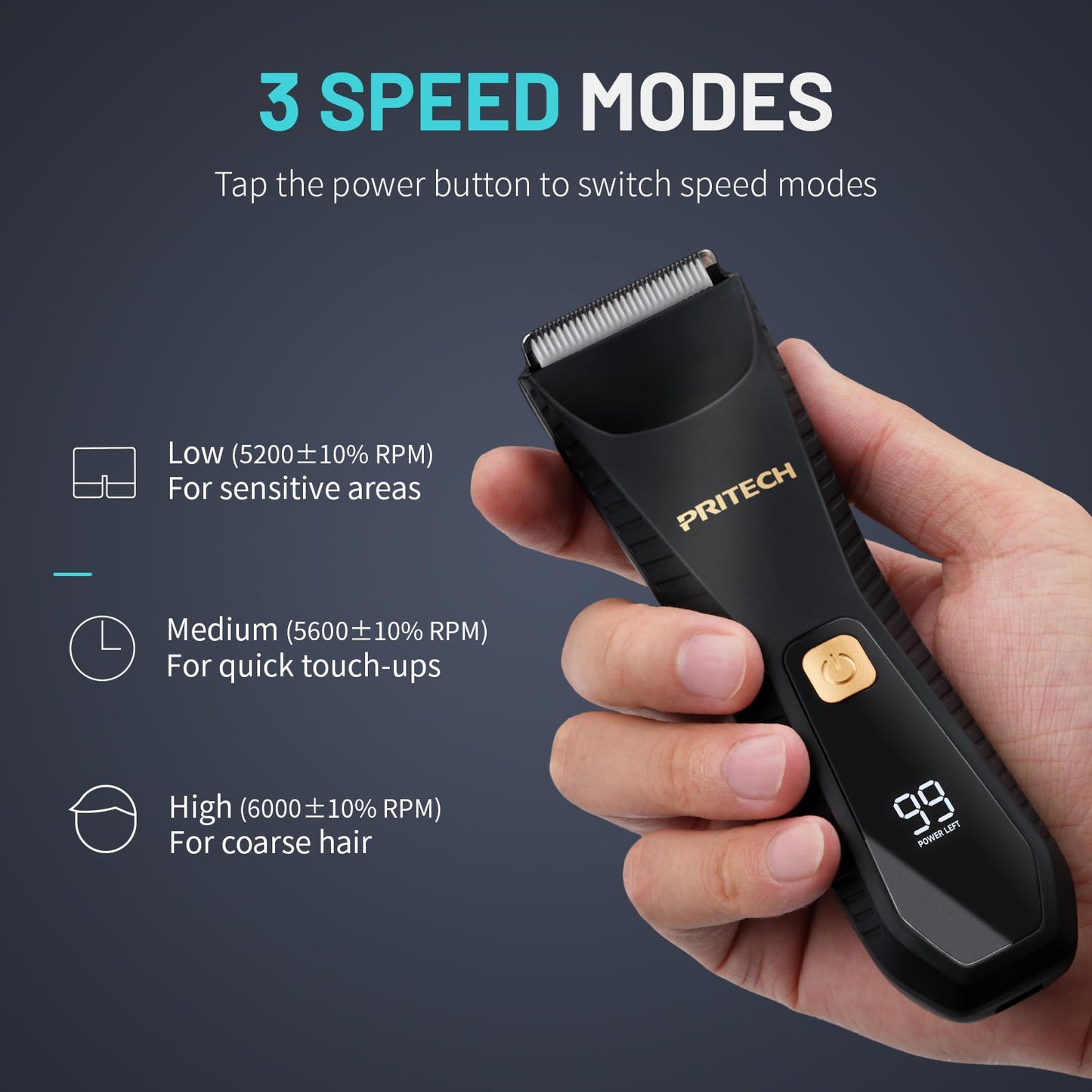 PRITECH Manscape Body Hair Trimmer for Men - Waterproof Pubic Hair Ball Trimmer, Ceramic Blade Electric Razor Body Shavers for Men with USB-C Charging, Wet & Dry Use, Nick-Free Grooming Set, Gift