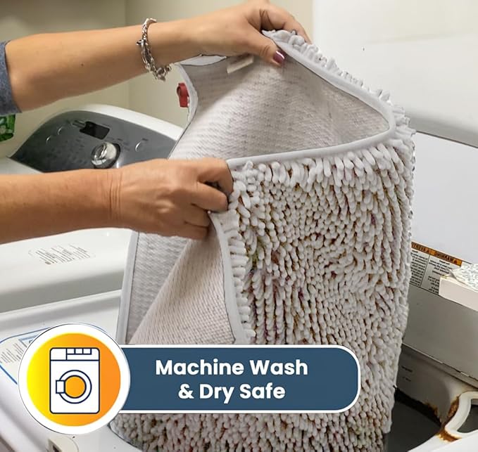 Muddy Mat® | Super Absorbent Door Mat Indoor, Microfiber Quick Dry Chenille Entryway Rug, Non-Slip Front Door Mat, Indoor Mats for Entryway, Machine Washable Pet Rug, White 48"x72"