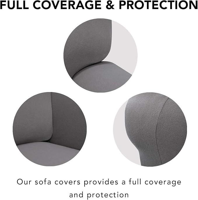 PureFit Super Stretch Chair Sofa Slipcover – Spandex Non Slip Soft Couch Sofa Cover, Washable Furniture Protector with Non Skid Foam and Elastic Bottom for Kids, Pets （Chair, Light Gray）