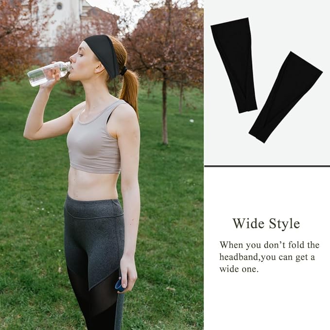 YONUF Fashion Headbands For Women Wide Headband Yoga Workout Head Bands Hair Accessories Black Band 6 Pack