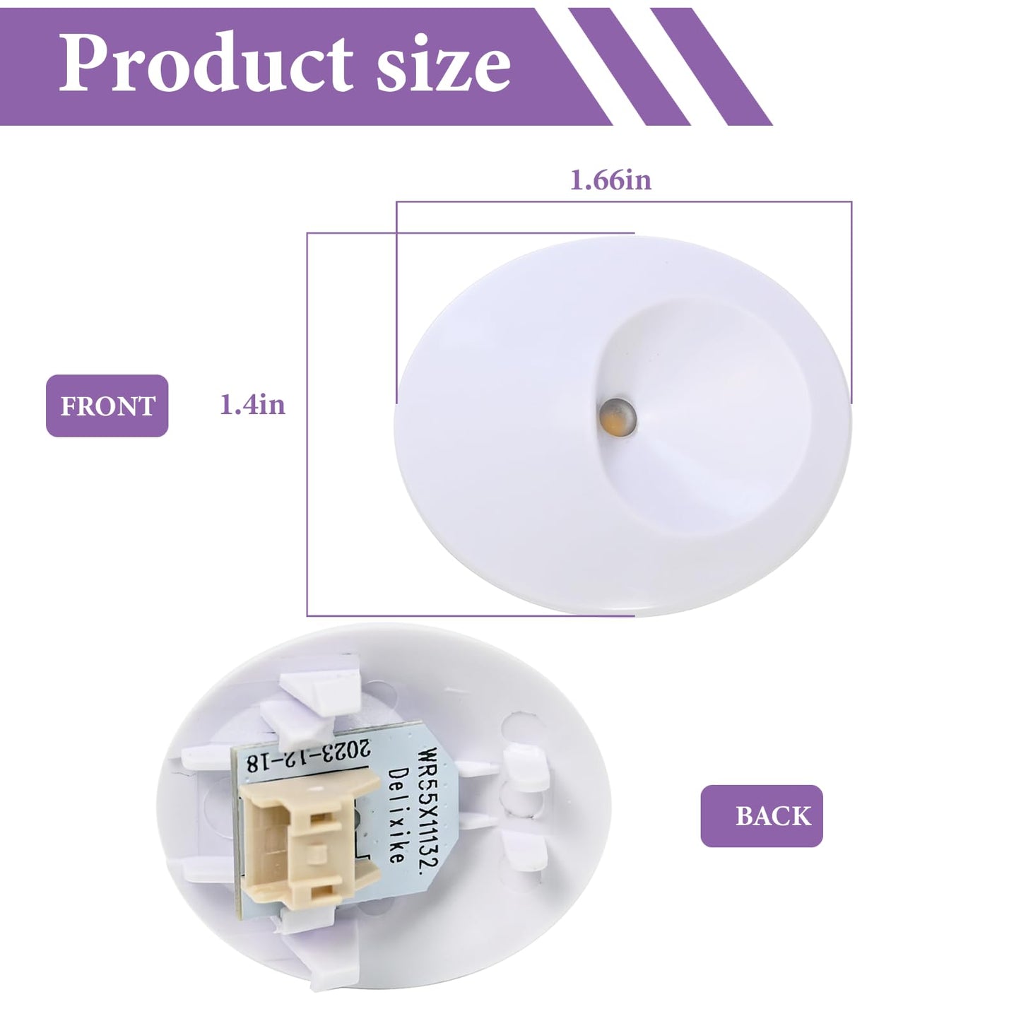 Two installations-WR55X11132 WR55X25754 Refrigerator Led Light and Cover Assembly For GE Refrigerator LED Light 3033142 AP5646375 PS4704284（White）