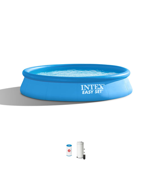 Intex Easy Set 13 ft x 33in Above Ground Pool Set, Round Inflatable Swimming Pool with 530 GPH Cartridge Filter Pump and Type A Cartridge