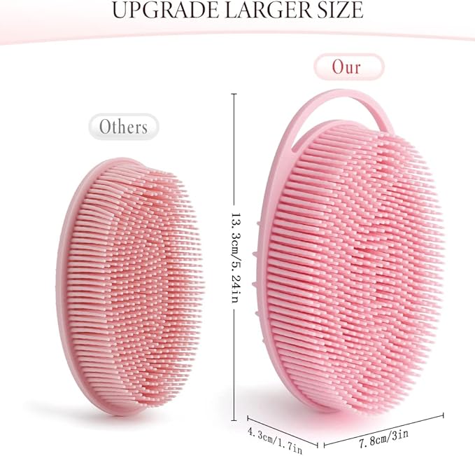 Silicone Body Scrubber, Silicone Loofah 2 Pcs Silicones Shower Scrubber Exfoliating 2 in 1 Silicones Body Scrub Brush Scalp Massager Shampoo Brush for All Skin Men Women Kids