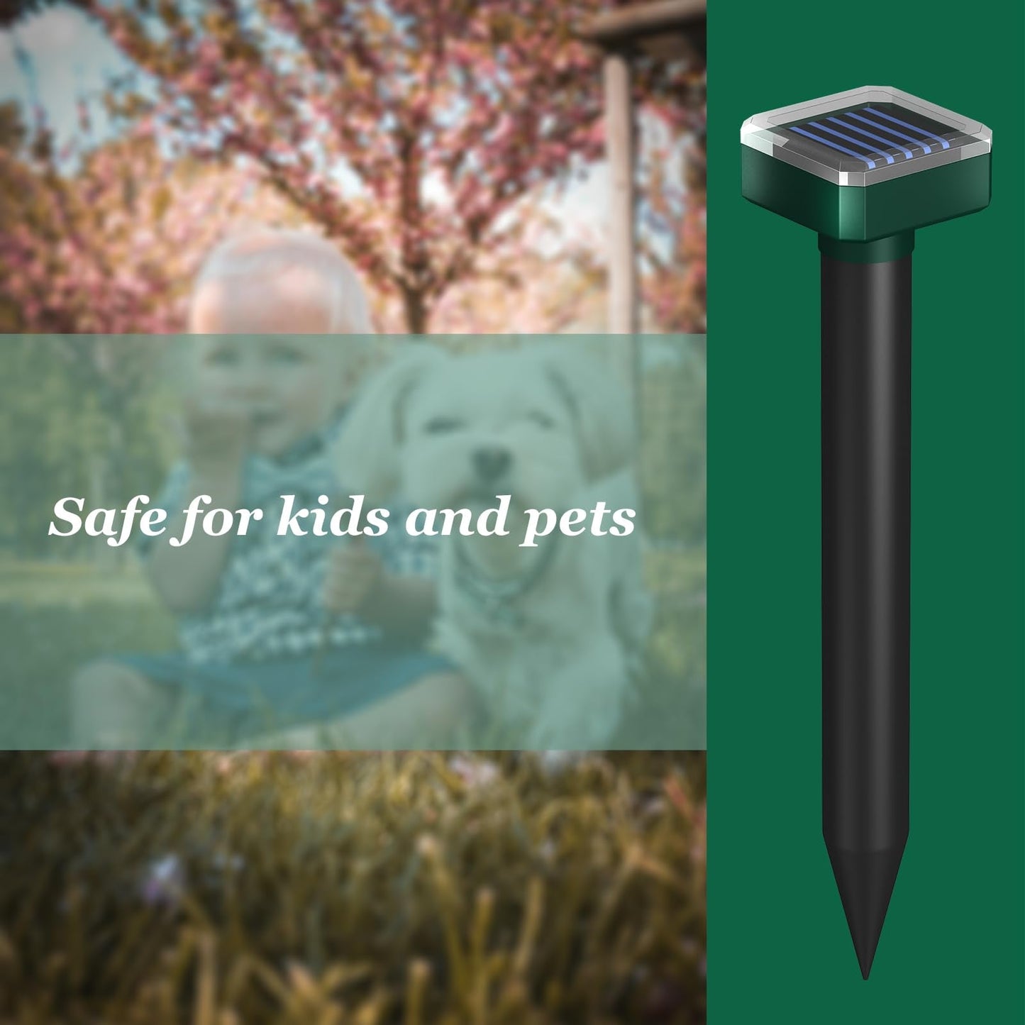 Deer Repellent Devices, Sonic & Solar-Powered Outdoor Deer Deterrent for Garden Plants, 7000 Sq Ft Coverage, Waterproof Sonic Repeller to Keep Deer and Rabbits Away (4)