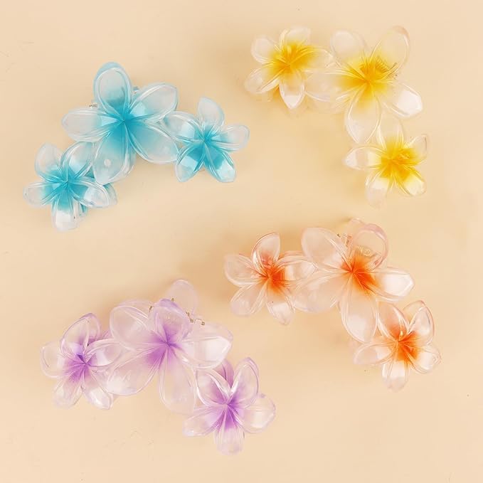Ondder 4 Pcs Flower Hair Clips for Women Big Flower Claw Clips Large Matte Hair Clips for Thick Hair Non Slip Strong Hold Jaw Hair Clips for Women's Hair Flower Hair Accessories for Women Girls