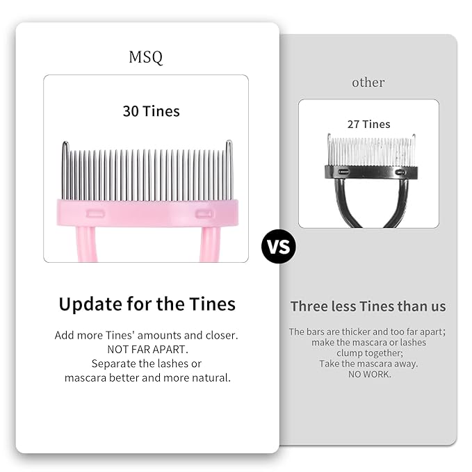 Eyelash Comb Separator MSQ Eyelash Mascara Brush and Comb Lash Separator With Comb Cover Arc Designed Cosmetic Brushes Tool Pink (Includes a Mascara Wand)