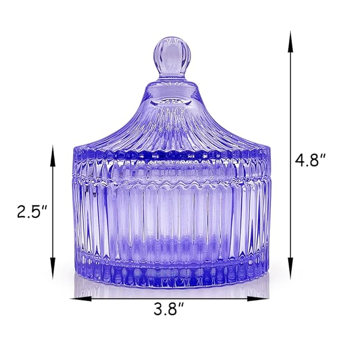 Ultra Soft Powder Puff and Container 3.3" High Density Velvet Dusting Washable Reusable Powder Puff,Body Powder Puff and Glass Jar Holder Loose Powder Box with Puff for Face Makeup(Purple)