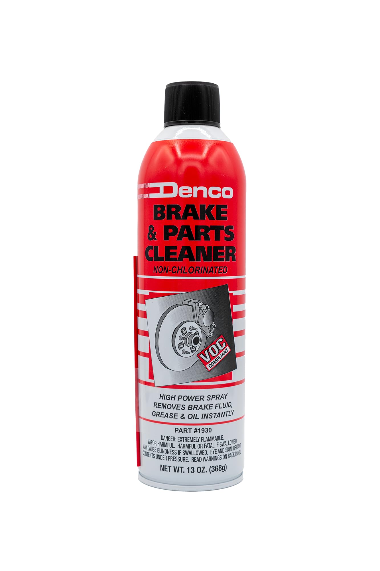 Denco #1930 Brake & Parts Cleaner Spray, Non-Chlorinated, Fast-Drying Degreaser, Low Odor Aerosol, 15.3oz (13oz net wt) (Case of 44)