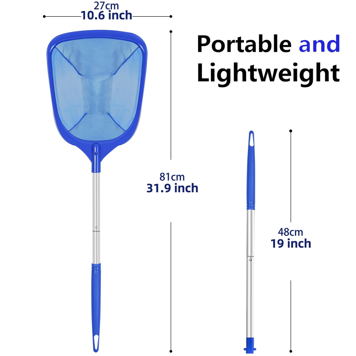 Hot Tub Pool Skimmer Net, Pond Net With 13'' Aluminum Pole, Deep Ultra Fine Mesh for Hot Tubs/Spas/fountain/Small Pools, Durable Aluminum Handle Leaf & Debris Cleaner for Above ground Inground Pool