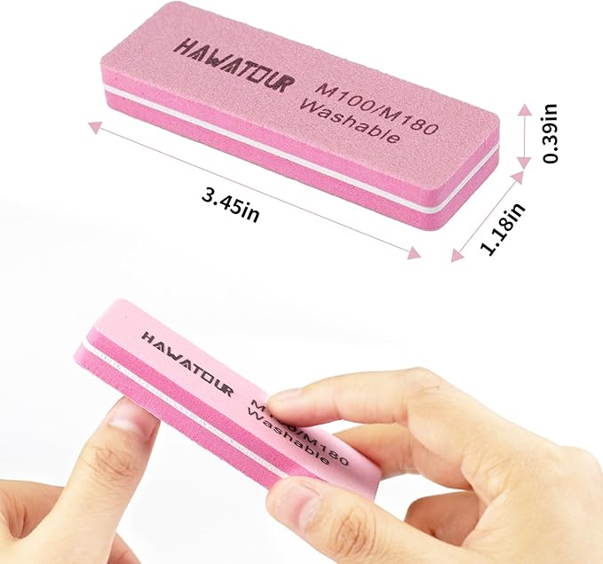 Nail Files and Buffers, 8 Pieces Manicure Kit for Acrylic and Natural Nails, 100/180 Grit Rectangular Art Care Buffer Block Tools Home Salon, Multicolored