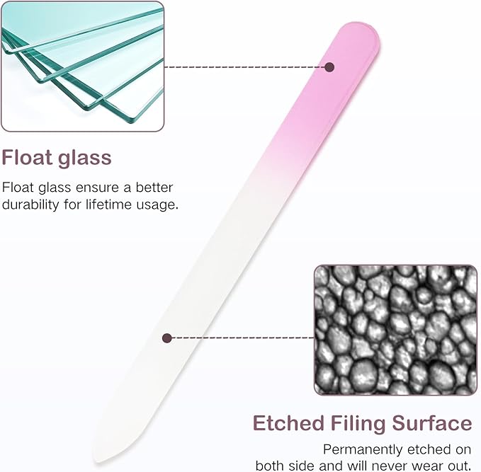 Glass Nail Filer with Case, for Natural Nails Double Sided Crystal Nail Files, Glass Fingernail File Stocking Stuffers for Women Girls Gifts