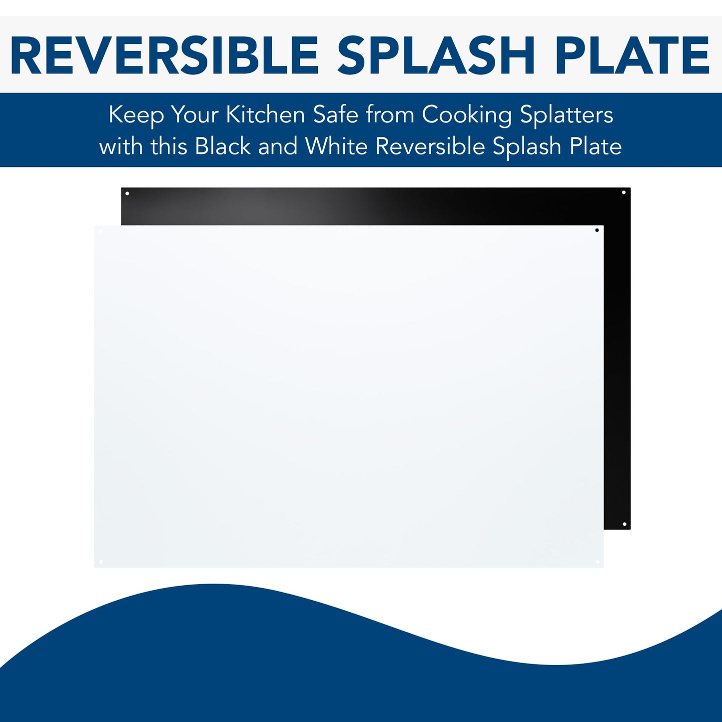 Broan-NuTone, SP300224, Reversible Backsplash Splatter Guard and Cooking Shield, Range Hood Accessories to Keep Kitchen Clean, 30" x 24", Black and White, 1