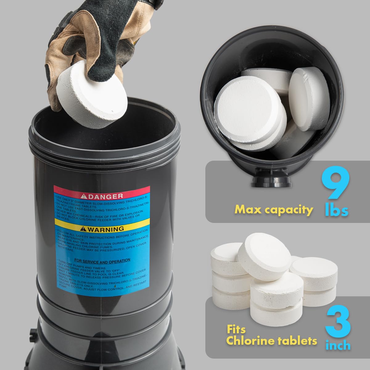 XtremepowerUS Inline Automatic Chlorinator Chemical Chlorine Feeder for Above Ground Pool, Inground Swimming Pool Chlorine Dispenser Tablet in-line Auto Chlorinator 3-Inch (Compatible with Cl200)