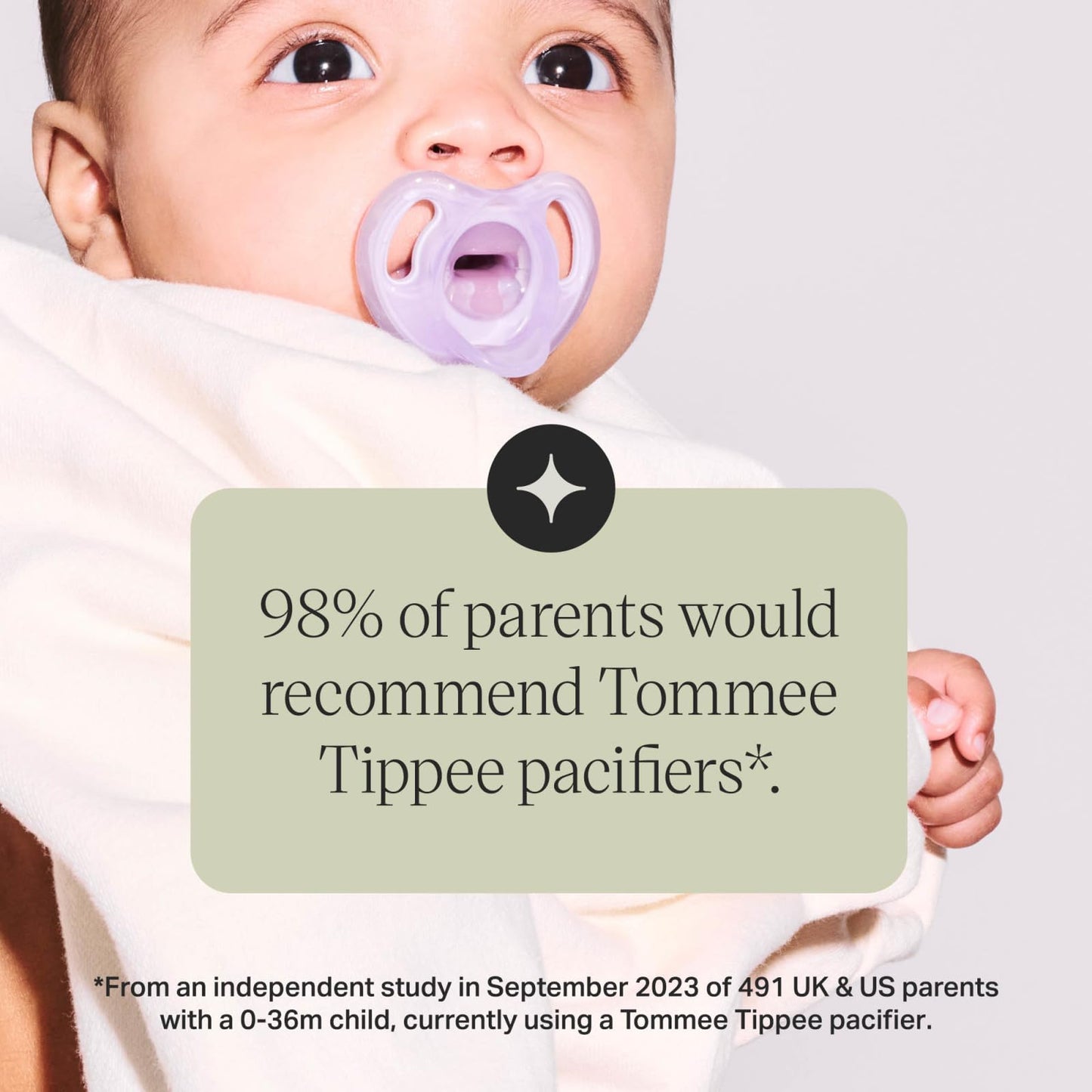 Tommee Tippee Ultra-Light Silicone Pacifier, 0-6 Months, Symmetrical One-Piece Design, BPA-Free Silicone Binkies, Pink/Purple/Green, Pack of 4