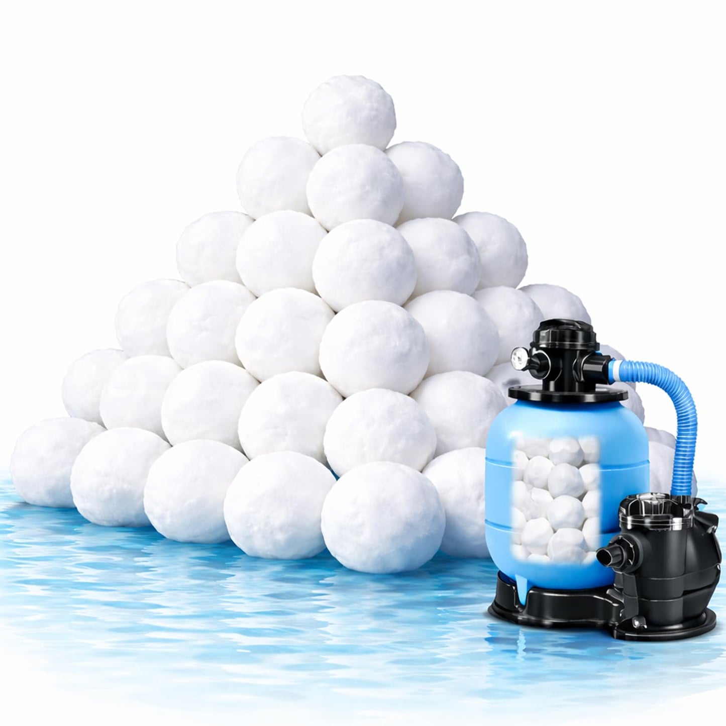 Fwxdbwyl 1.54 Lbs Pool Filter Balls for Sand Filter, Eco-Friendly Filter Balls Replace 50 lbs Pool Filter Sand, Lightweight and Reusable Fiber Ball, Pool Filter Media Balls for Swimming Pool