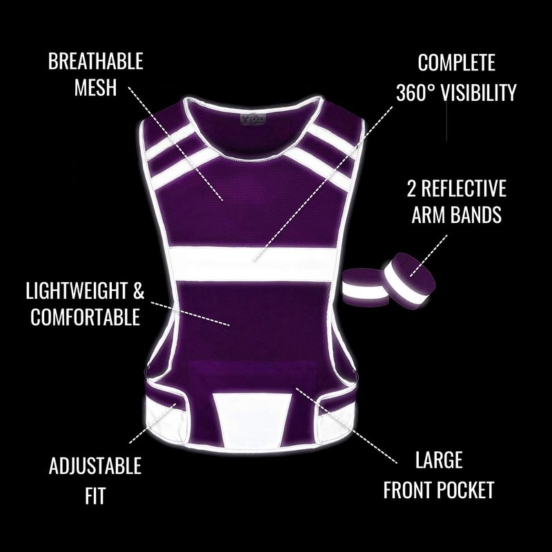 247 Viz Mesh Reflective Vest with Inside Pocket - High Visibility Running Safety Vest Straps for Men Women & Kids - XX-Large Size Jogging Gear with 2 Reflective Bands