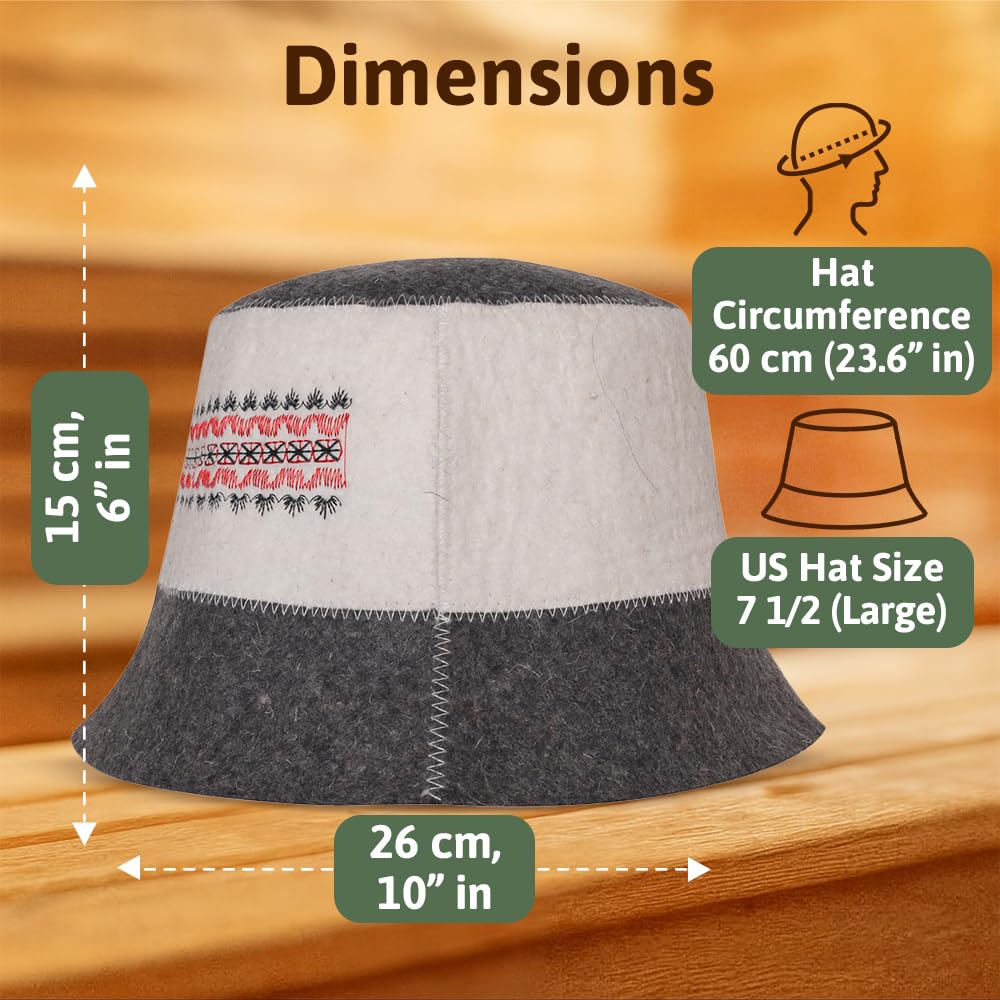 SHSH trade group Ukrainian Wool Sauna Hat Embroidered Ornament Vyshyvanka Ukraine Banya Bucket Sauna Hat for Women and Men Finnish Banya Cap
