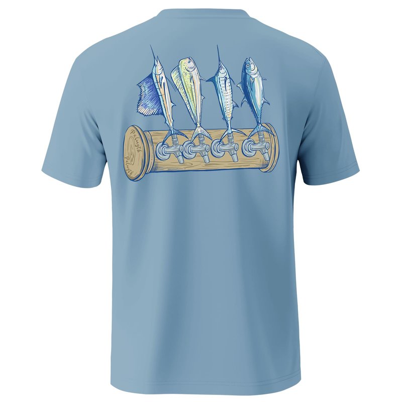 Palmyth Fishing Shirts for Men Short Sleeve T-Shirt UPF 50+ Sun Protection UV Tee AiryBlue Tapped XL
