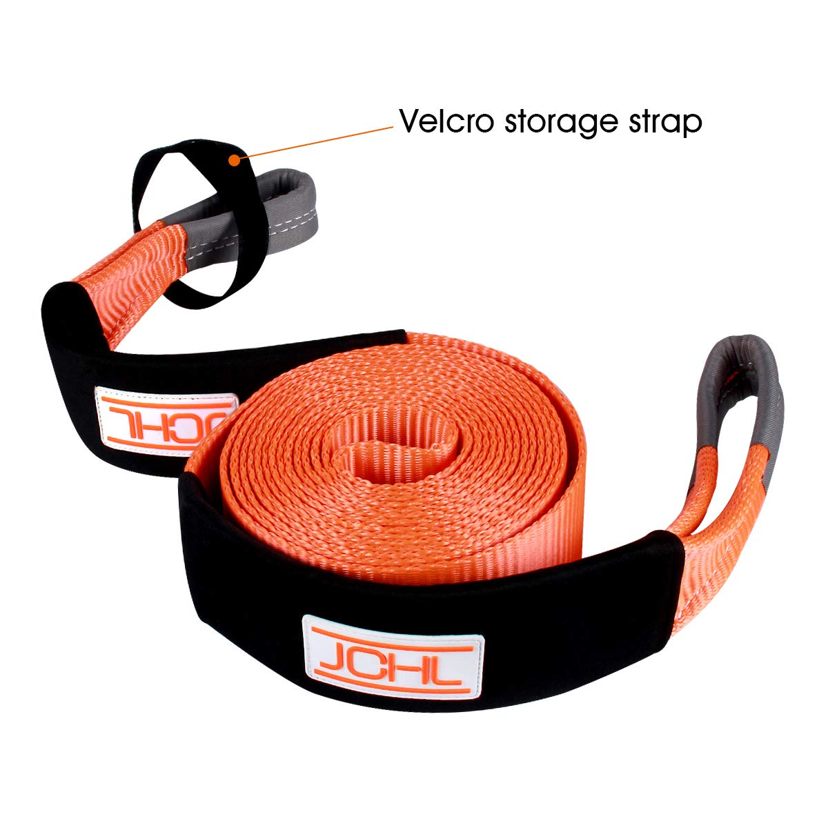 JCHL Recovery Tow Strap Heavy Duty Polyester Recovery Strap 3" x20ft 35000LBS (18TON) Rated Capacity Off Road Towing Rope, Reinforced Loops, Protective Sleeves, Storage Bag Emergency Towing Rope