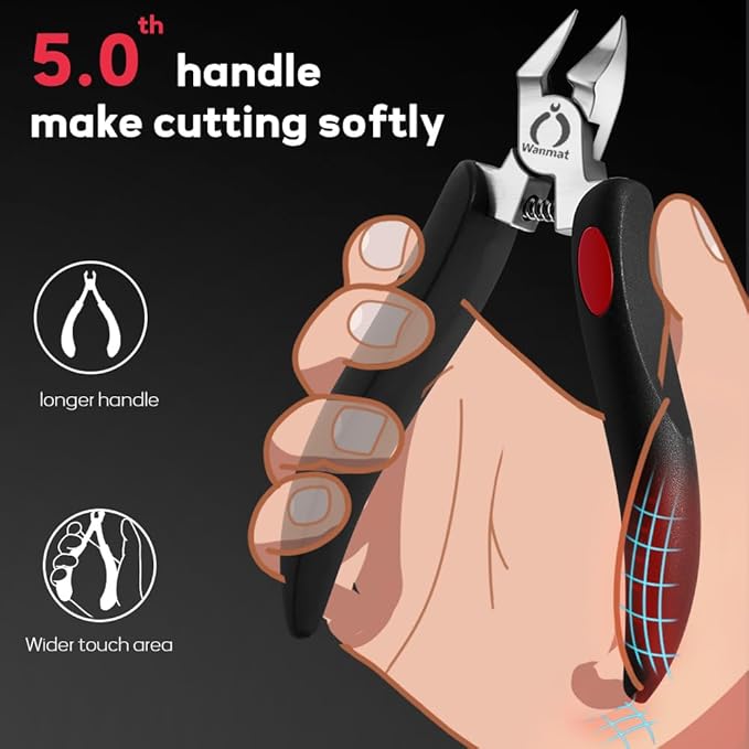 Toe Nail Clipper for Ingrown or Thick Toenails,Toenails Trimmer and Professional Toenail Nipper for Seniors with Stainless Steel Surper Sharp Blades (Soft Handle Nail Clippers for Thick Nails)
