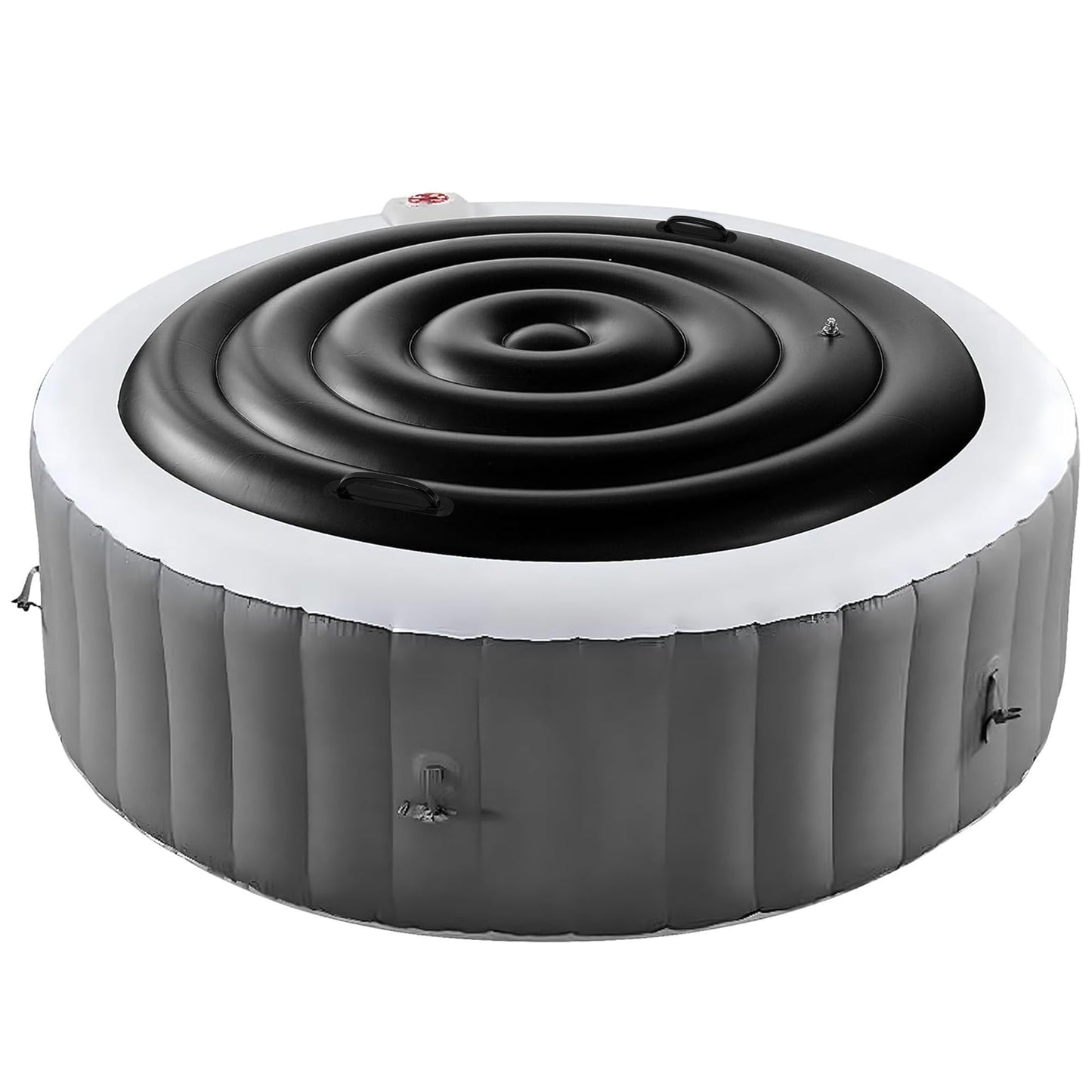 Tlswshsy 4.5 Ft Inflatable Hot Tub Cover- Energy Saving lid for Round Hot Tub- Foldable Protective Rain Overflow Cover for Outdoor Inflatable Hot Tubs (Black)