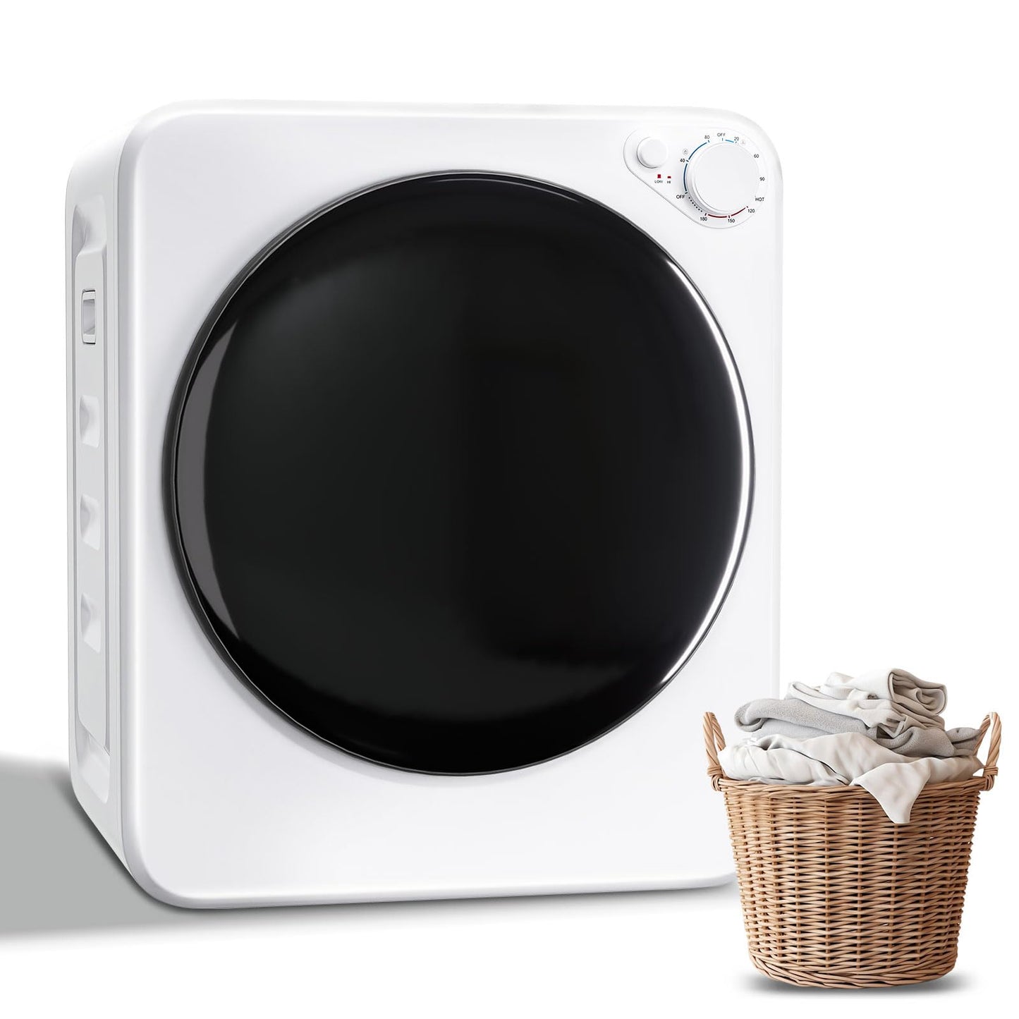 DOGHLY 120V Portable Electric Clothes Dryer, 800W Compact Laundry Dryer, Easy Control, 1.8 Cu.Ft Front Load Stainless Steel Electric Dryers Machine with Simple Control Knob for Apartment, RV, Dorm