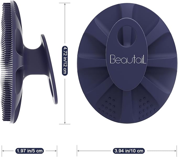 BEAUTAIL Silicone Body Scrubber Shower Bath Wash Brush Gentle Exfoliating Scrub Cleansing Loofah for Women Men Baby Sensitive Skin, Easy to Clean, Lather Nicely, More Hygienic, 1 Pack, Blue