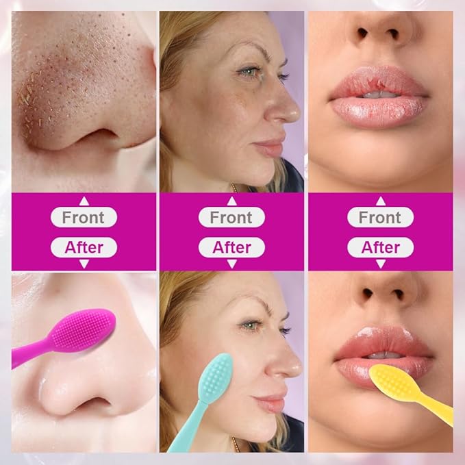 Lip Scrub Brush - 12 Pcs Lip Scrubber Dual-ended Lip Exfoliator Brush,2-in-1 Silicone Lip Brushes Lip Mask Applicator Lip Scrub Tool